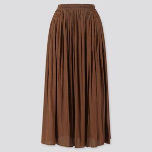 Brown Uniqlo Long Gathered Skirt